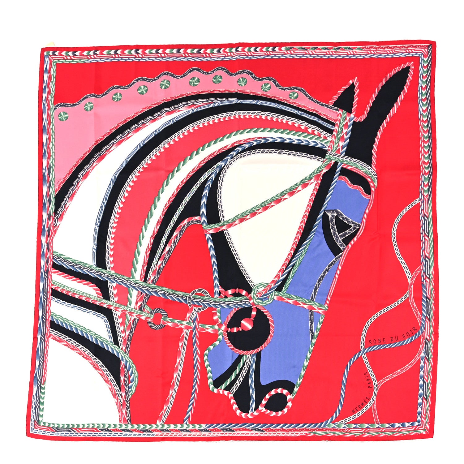 Hermes Silk Robe Du Soir Scarf 90 Rouge White Lavande 1 of 4