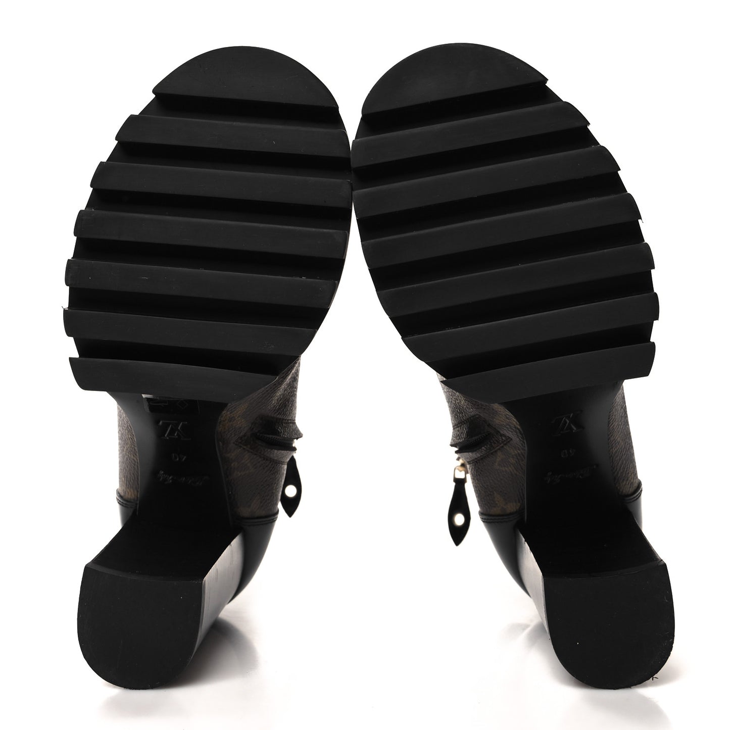 Patent Calfskin Monogram Star Trail Ankle Boots 40 Black