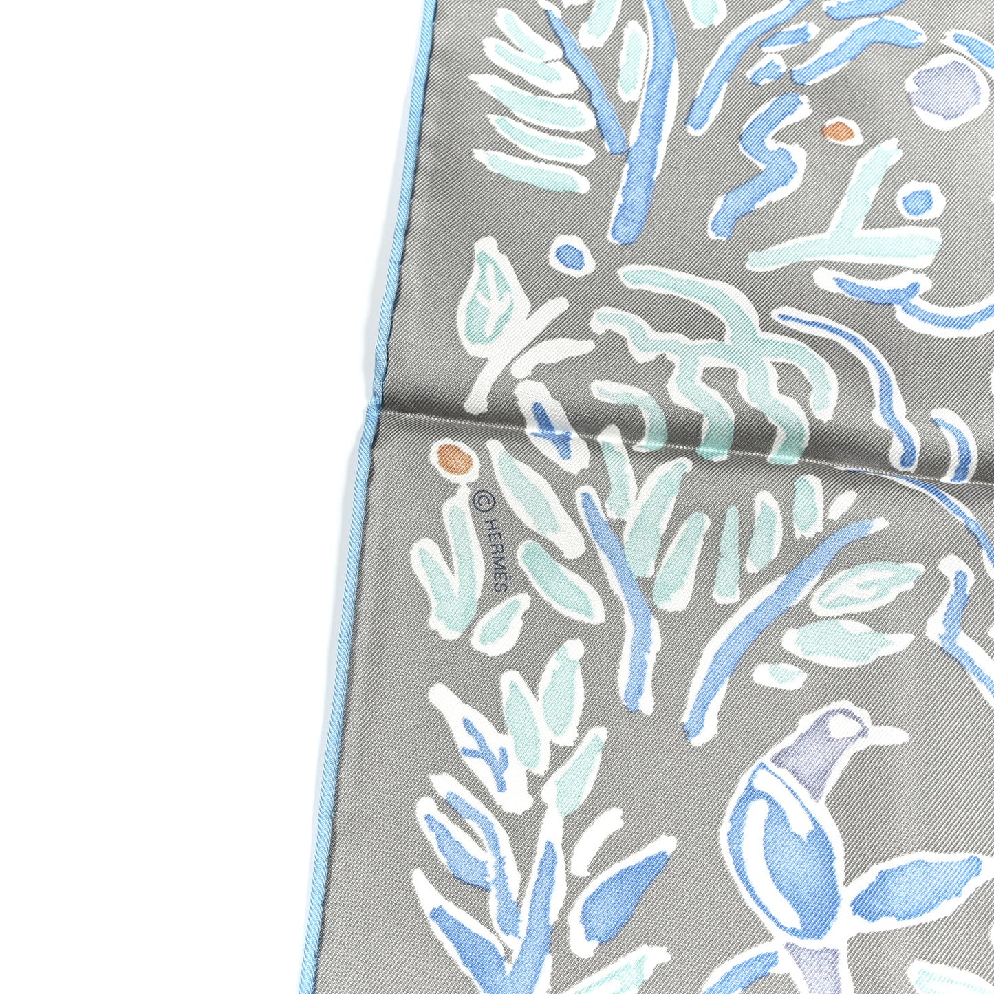 Silk Isola Di Primavera Scarf 90 Gris Clair Bleu Paradis