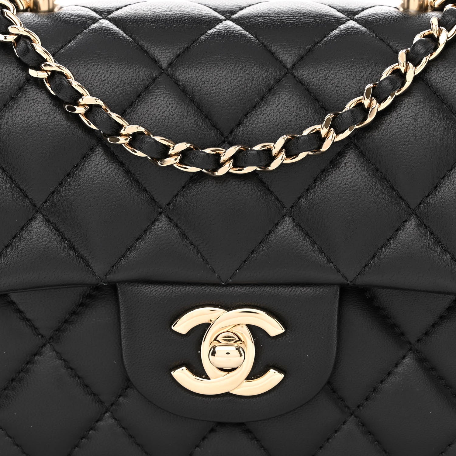 Chanel Lambskin Quilted Mini Top Handle Rectangular Flap Black 8 of 11