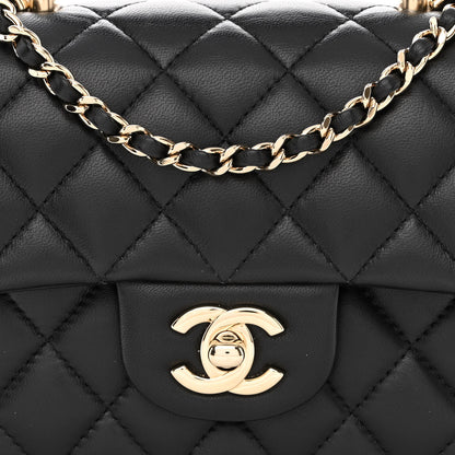 Chanel Lambskin Quilted Mini Top Handle Rectangular Flap Black 8 of 11