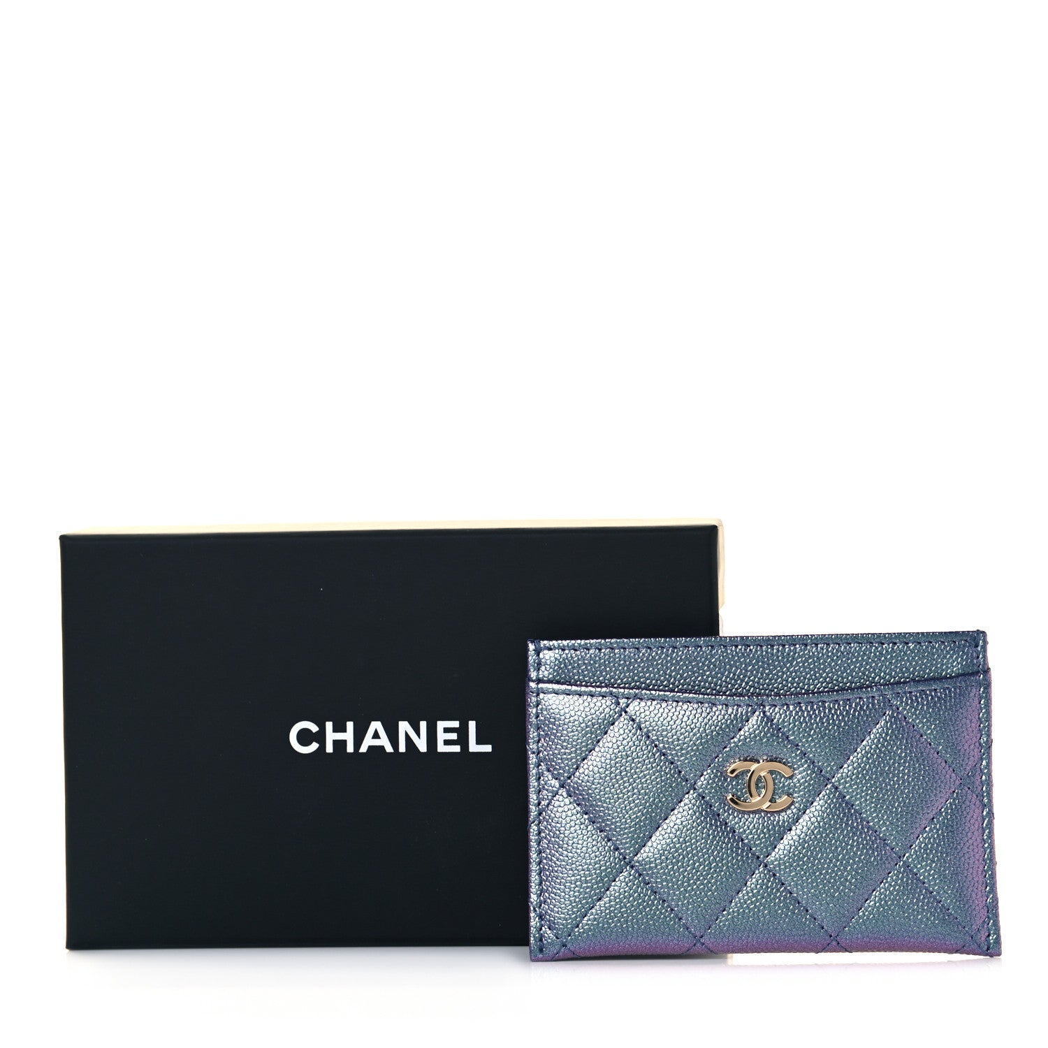Chanel Iridescent Caviar Quilted Card Holder Dark Blue 9 of 9