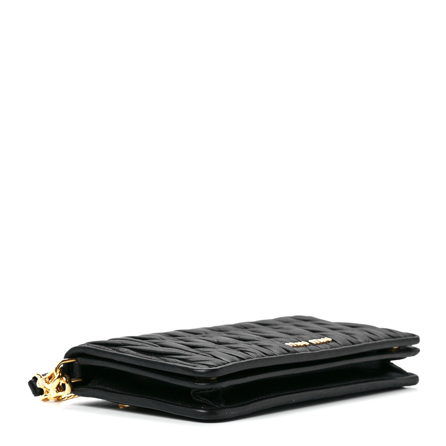 Miu Miu Nappa Matelasse Wallet On Chain Black 4 of 12