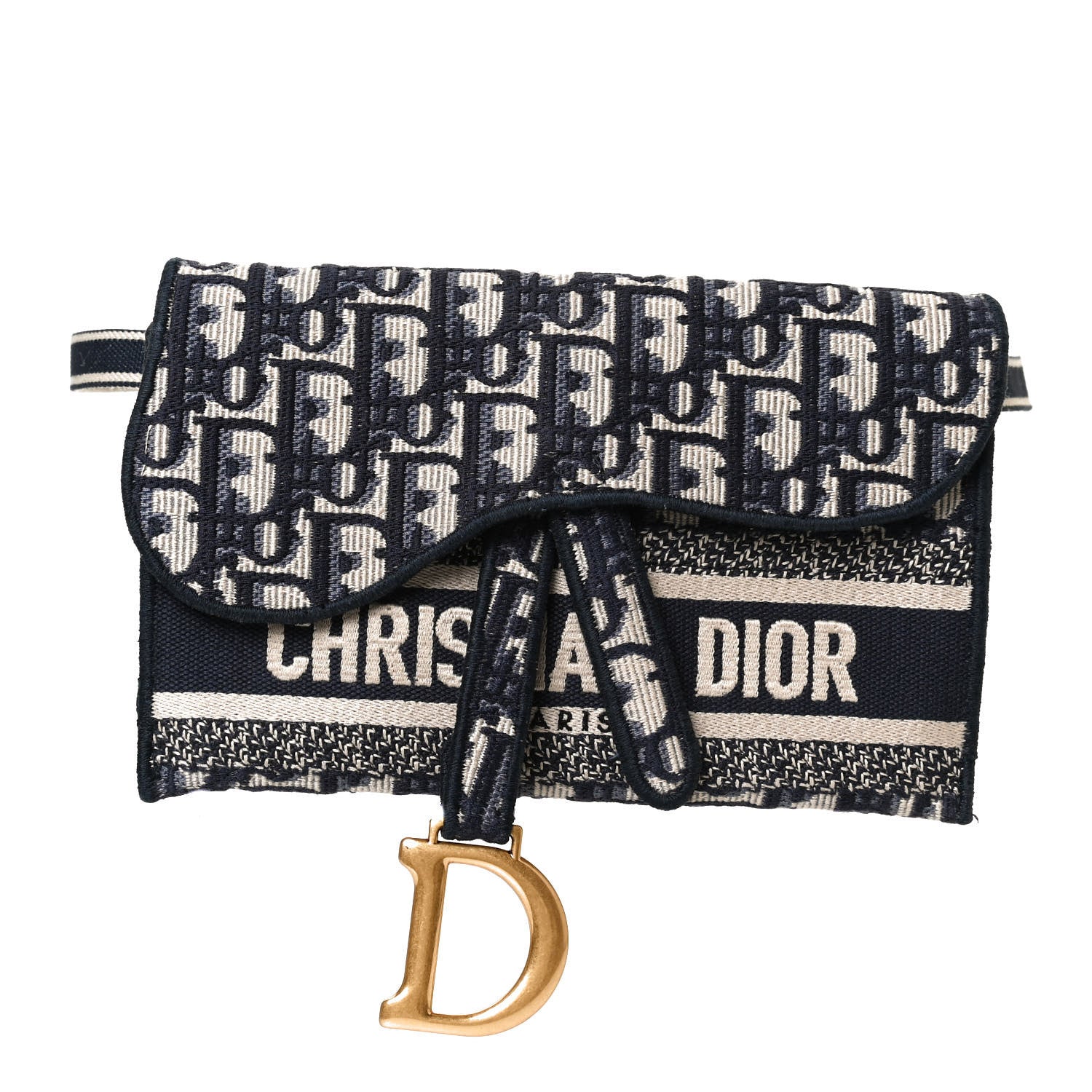 Christian Dior Oblique Slim Saddle Pouch Blue 1 of 11