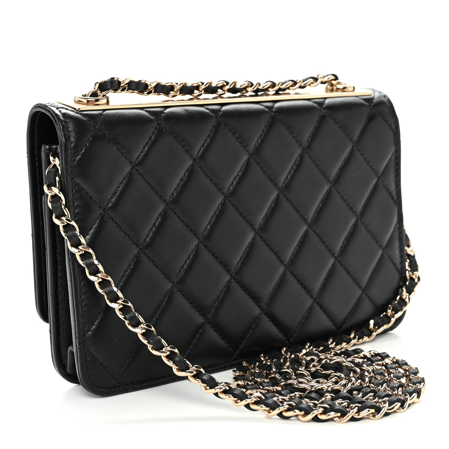 Chanel Lambskin Quilted Trendy CC Wallet On Chain WOC Black 3 of 13
