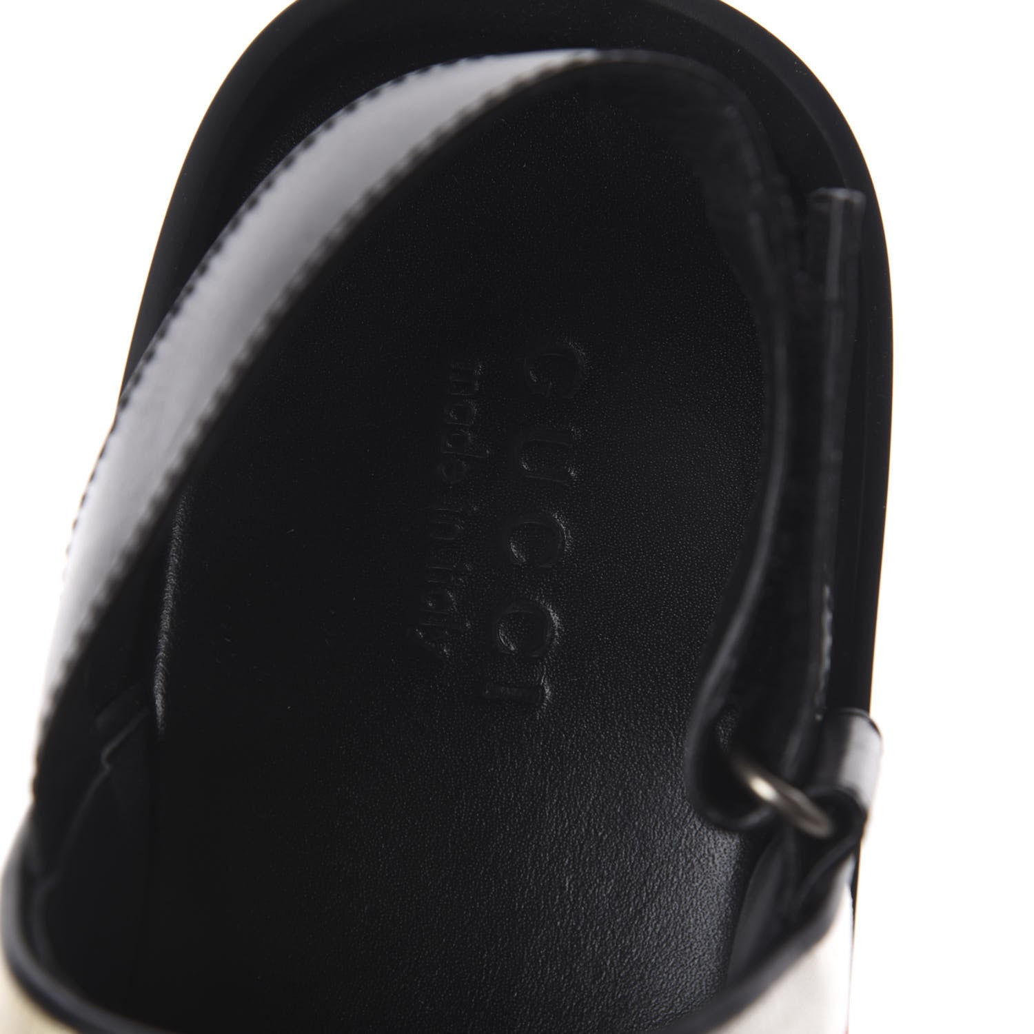 Gucci Nylon Cirano Lux Stripe Mens Cleat Sole Slingback Sandals 7 Ecru Poppy Black 5 of 7