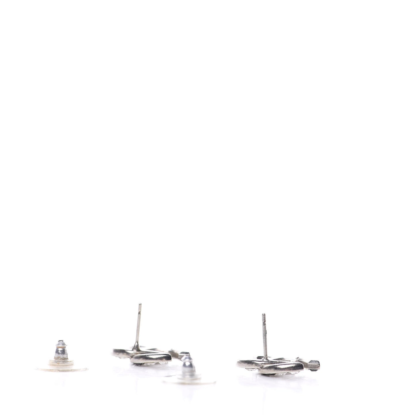 Baguette Crystal CC Earrings Silver Black