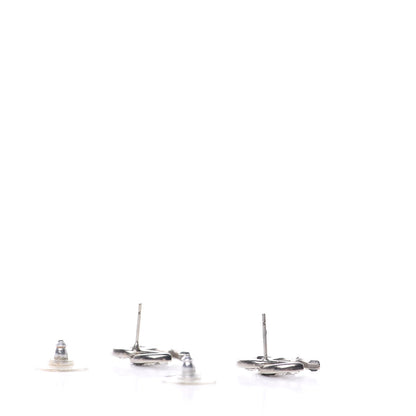 Chanel Baguette Crystal CC Earrings Silver Black 3 of 5