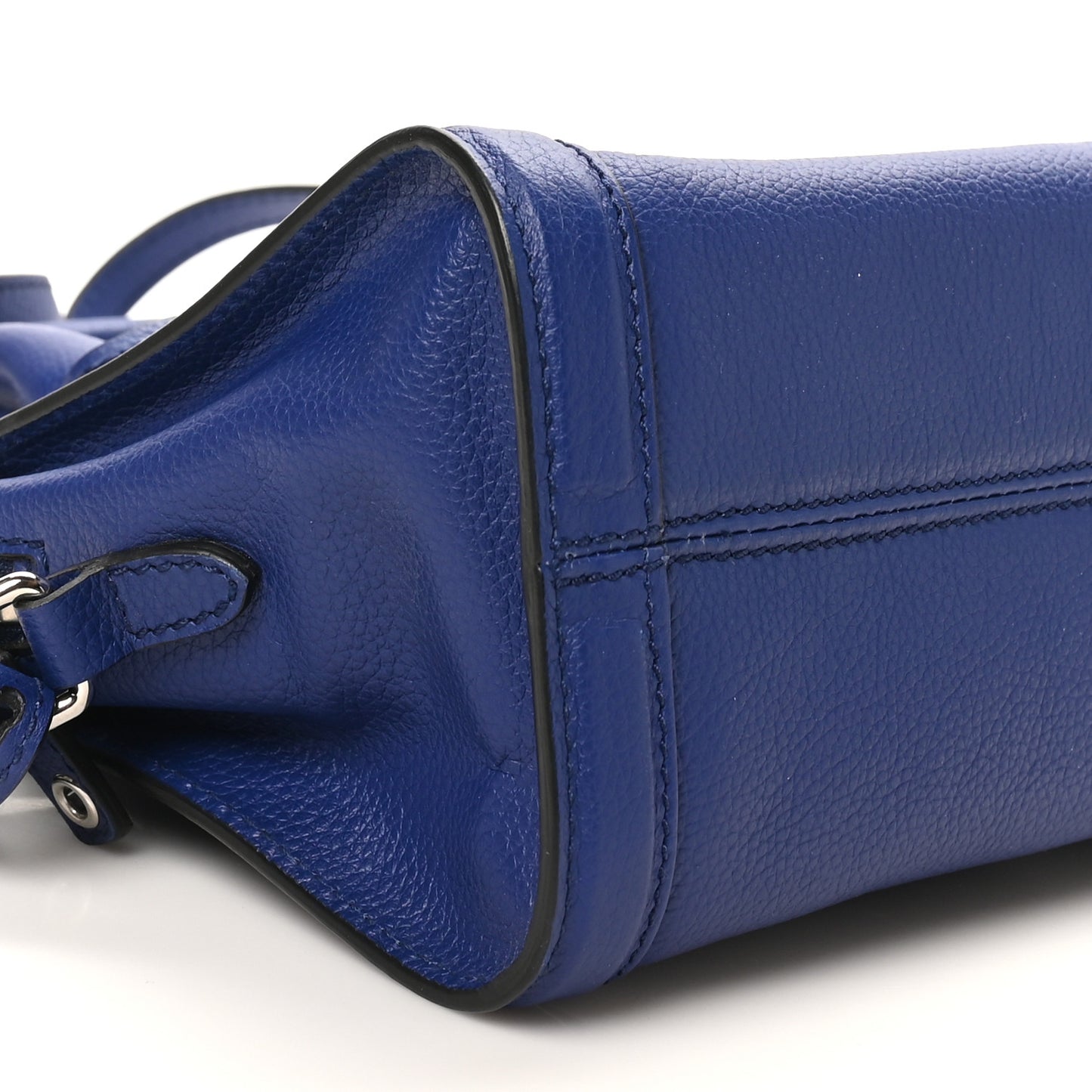 Pebbled Calfskin Mini Skull Padlock Zip Around Tote Ultramarine