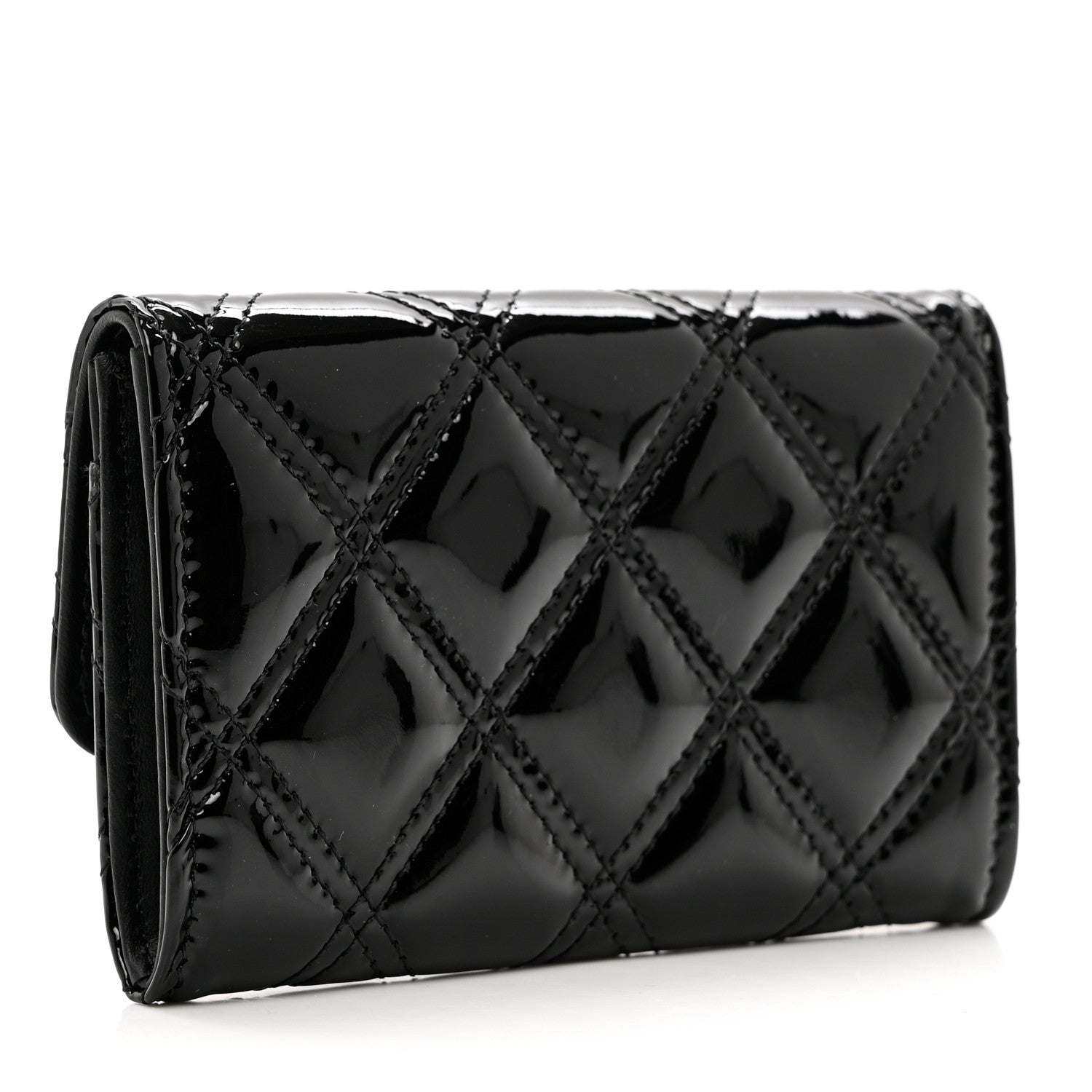 Chanel Patent Quilted Flap Card Holder Black 2 of 8