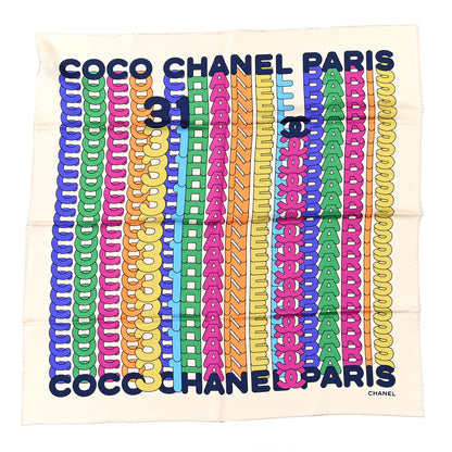 Chanel Silk Twill Printed Bandana Ecru Black Multicolor 1 of 5