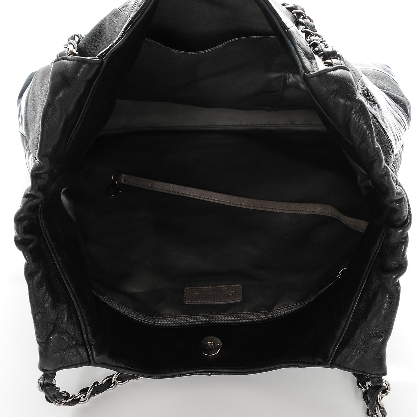 Patent Calfskin Patchwork Brooklyn Tote Black