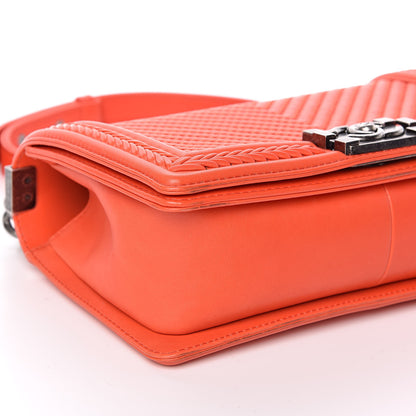Chanel Calfskin Chevron Quilted Medium Braided Boy Flap Orange 8 of 11