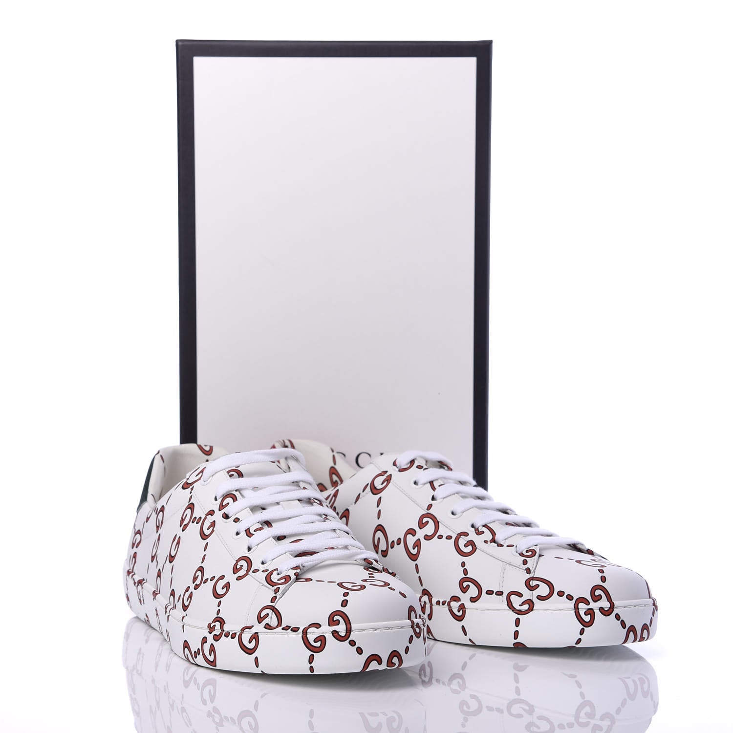 Gucci Calfskin GucciGhost Print Mens Ace Sneakers 13 White Hibiscus Red 10 of 10
