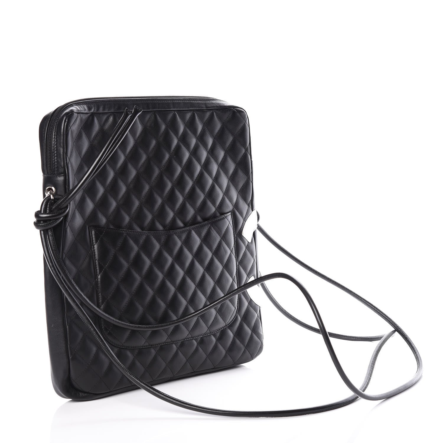 Chanel Calfskin Quilted Large Cambon Messenger Black White 3 of 9