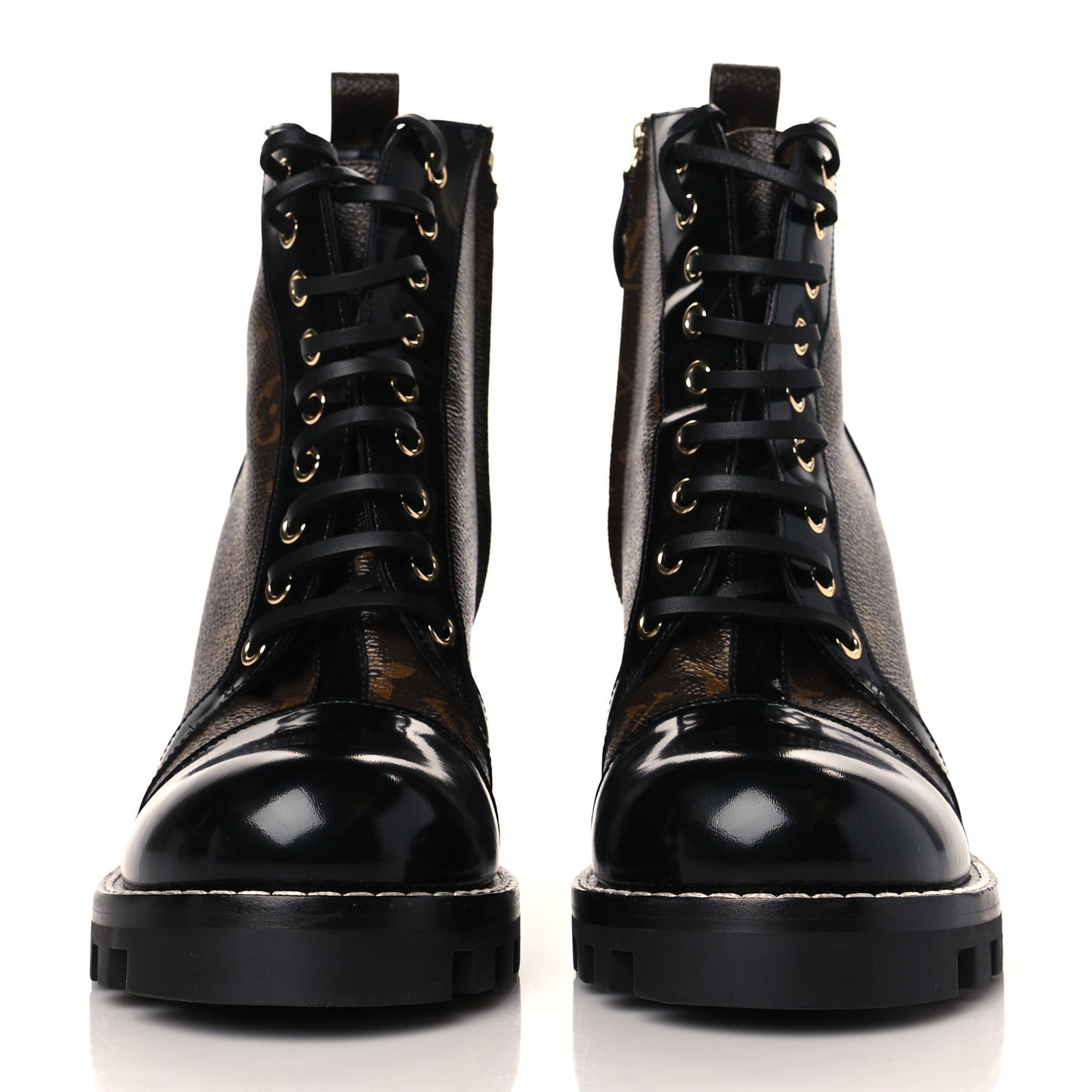 Patent Calfskin Monogram Star Trail Ankle Boots 40 Black