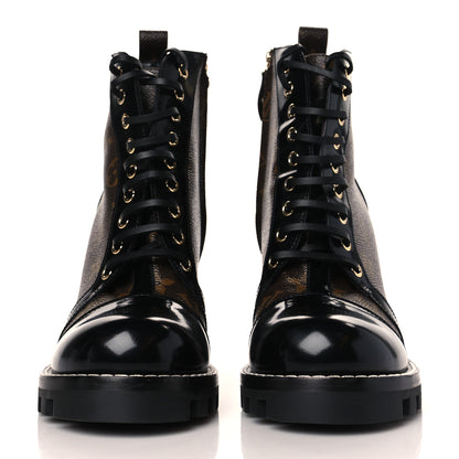 Louis Vuitton Patent Calfskin Monogram Star Trail Ankle Boots 40 Black 2 of 9