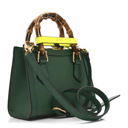 Gucci Wonka Grain Calfskin Mini Diana Tote Bag Green Yellow Fluo 3 of 12