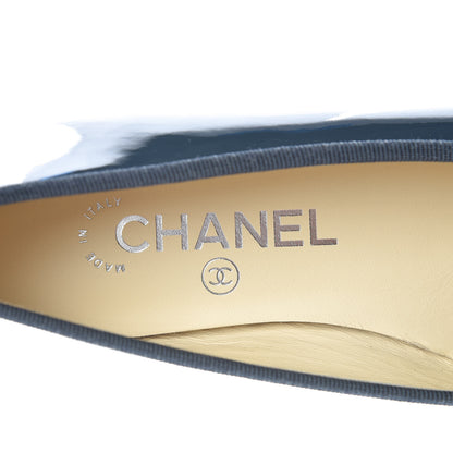 Chanel Patent Cap Toe Ballerina Flats 36 Blue 7 of 9