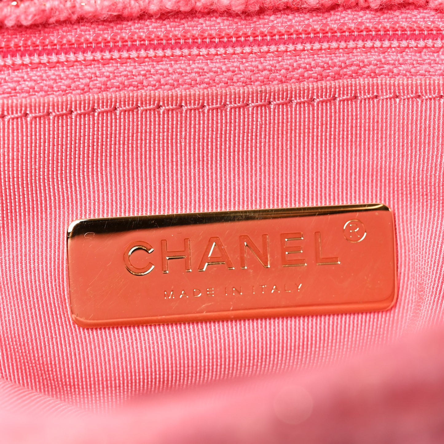 Metallic Tweed Quilted Large Chanel 19 Flap Pink
