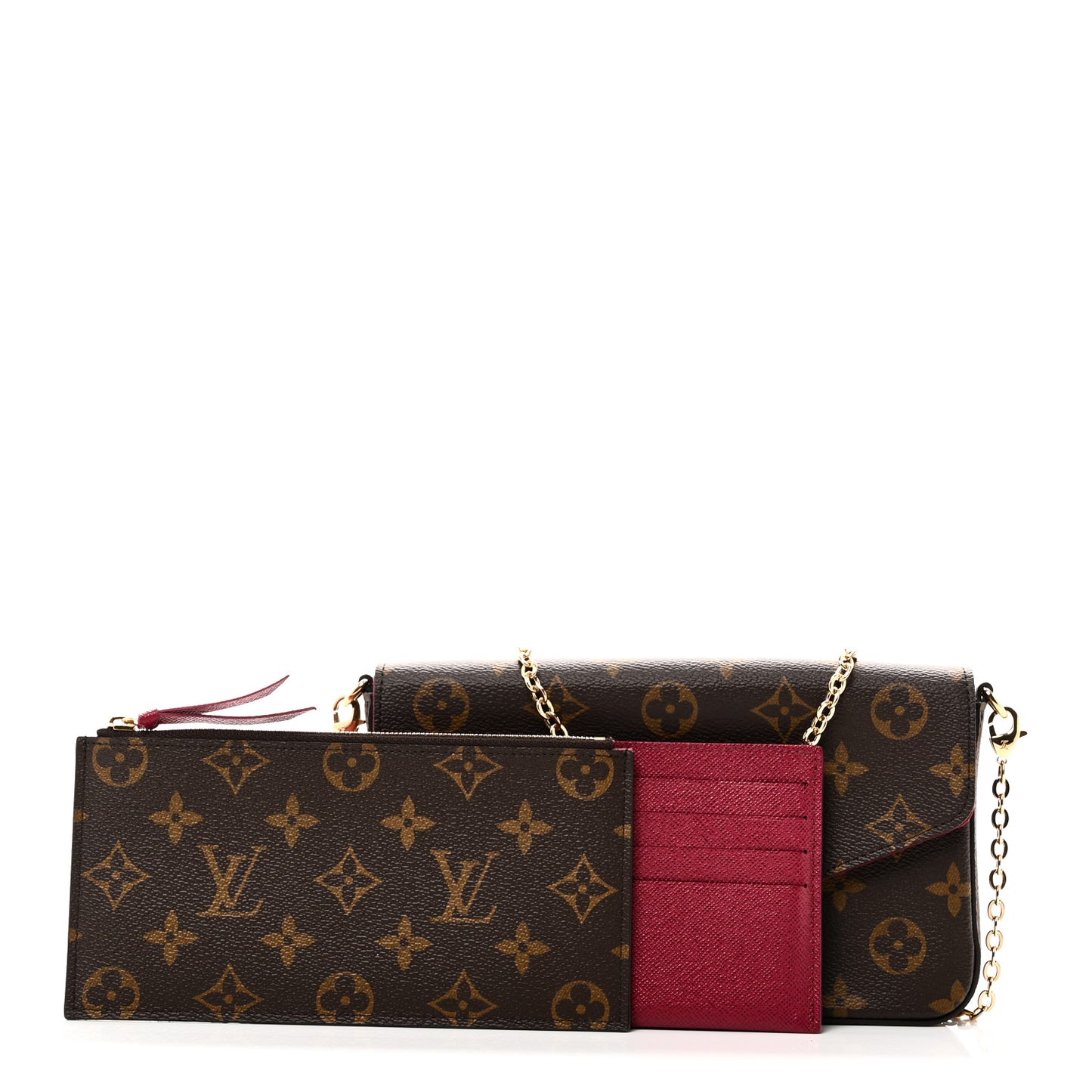 Monogram Pochette Felicie Chain Wallet Fuchsia