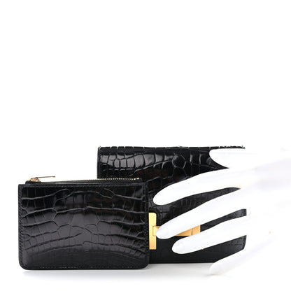 Hermes Shiny Alligator Constance Slim Wallet Black 2 of 8