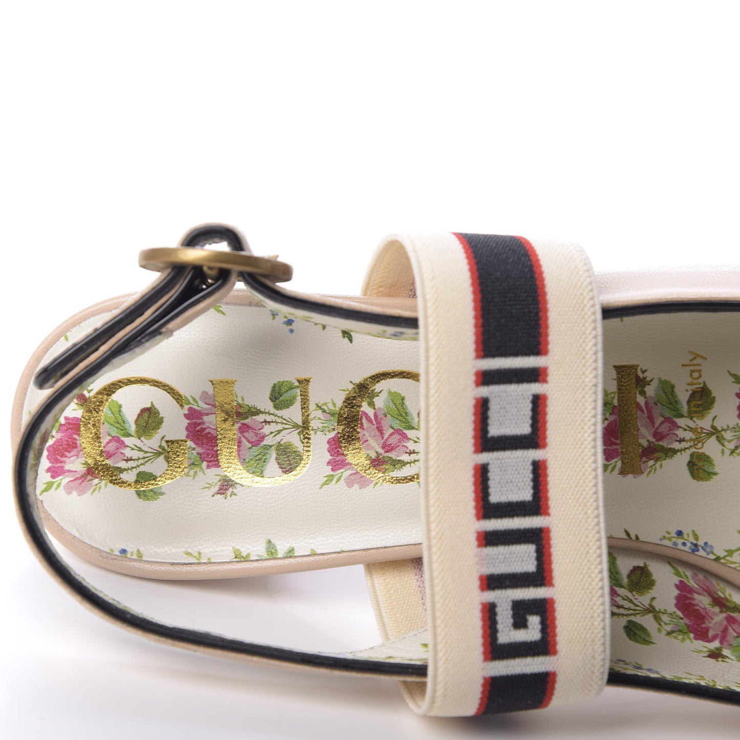 Malaga Kid Bow Ace Stripe Mid Heel Slingback Pumps 37 Beige