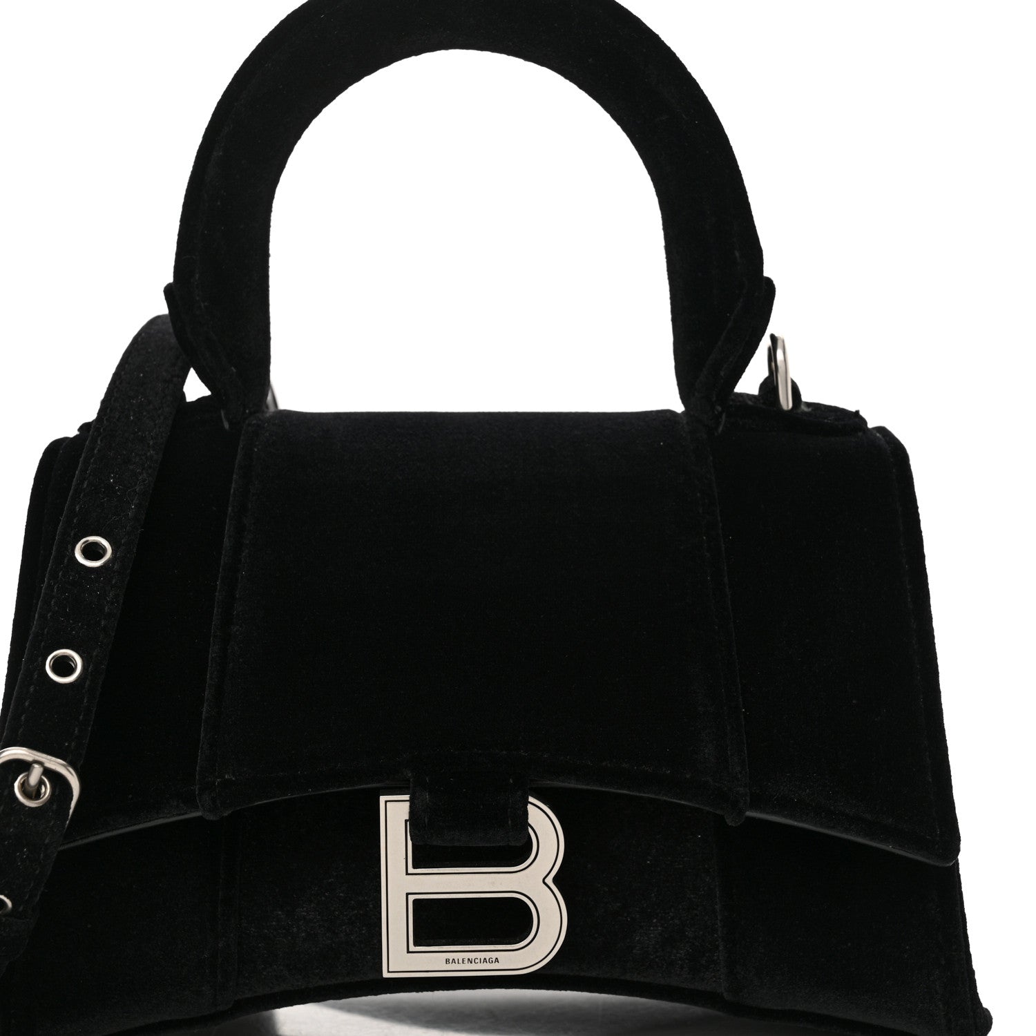Balenciaga Velvet Jersey Hourglass Top Handle Bag XS Black 9 of 17