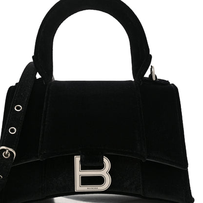 Balenciaga Velvet Jersey Hourglass Top Handle Bag XS Black 9 of 17