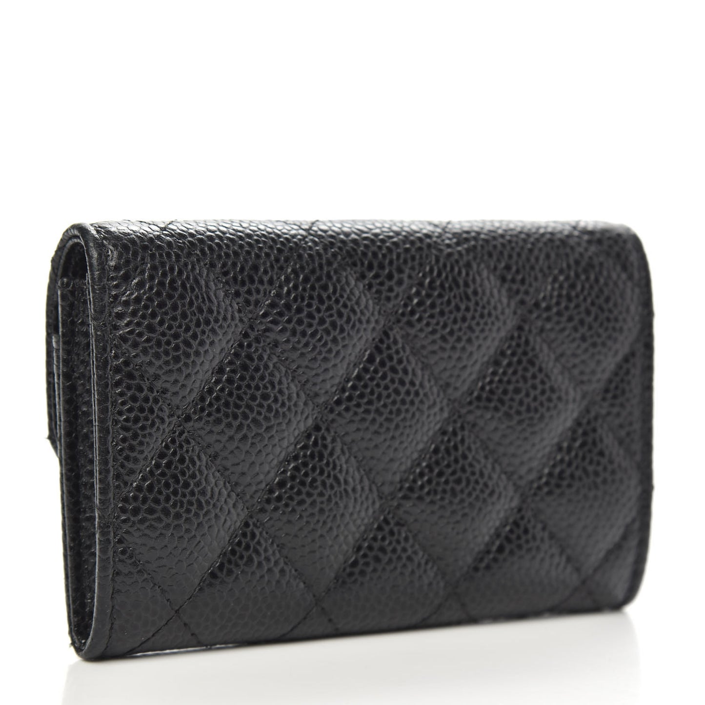 Caviar Quilted Flap Card Holder Black
