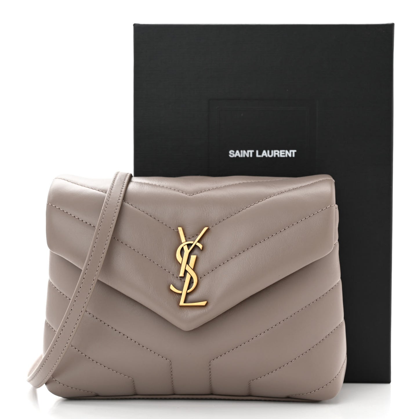 Calfskin Y Quilted Monogram Toy Loulou Crossbody Bag Taupe