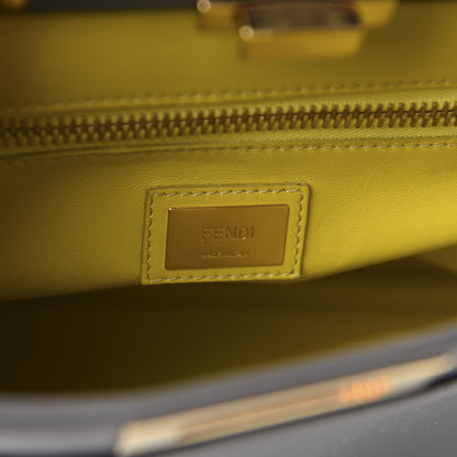 Fendi Vitello Morgan Shiny Nappa Medium Peekaboo Iconic Satchel Piombo Lime 11 of 12