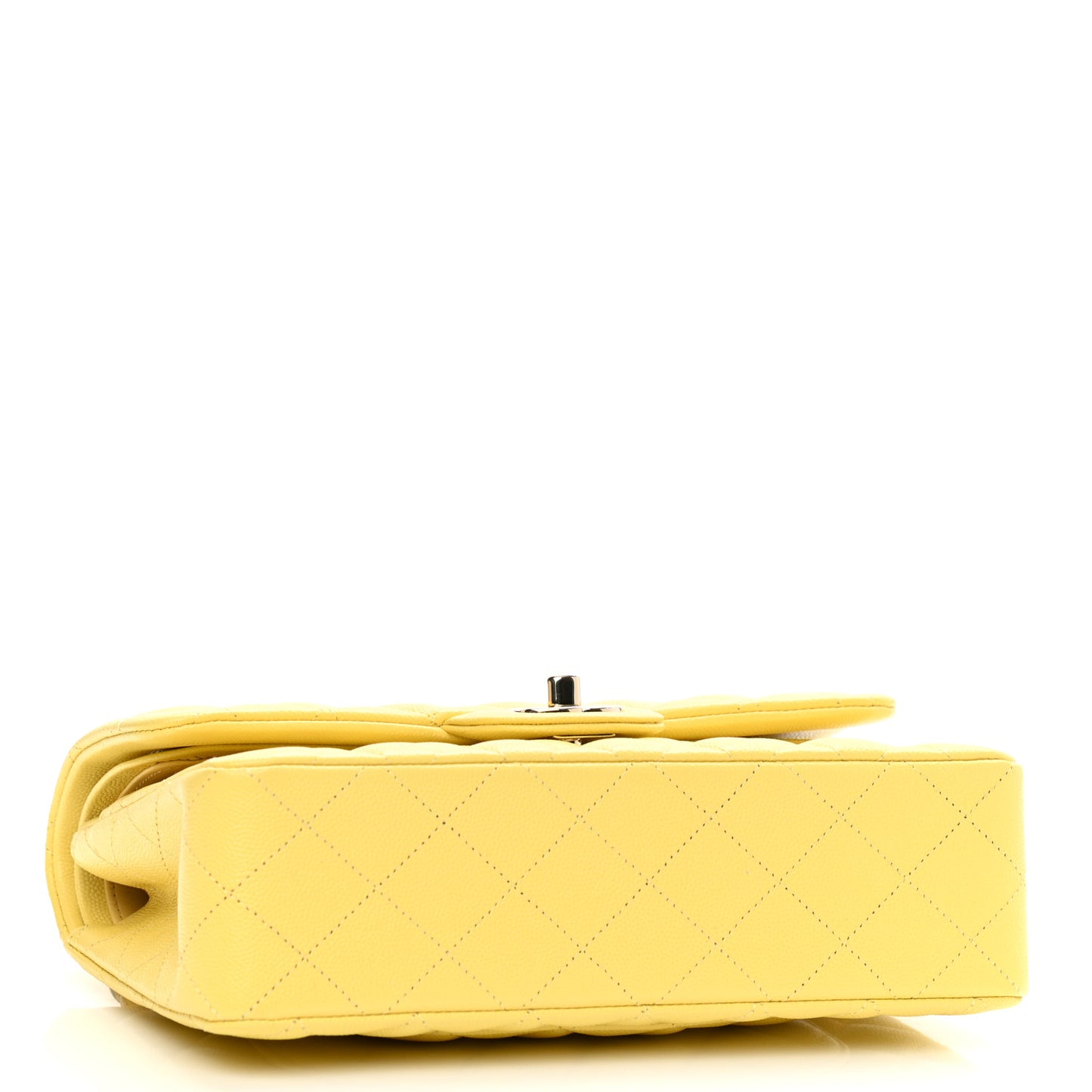 Caviar Quilted Small Double Flap Yellow