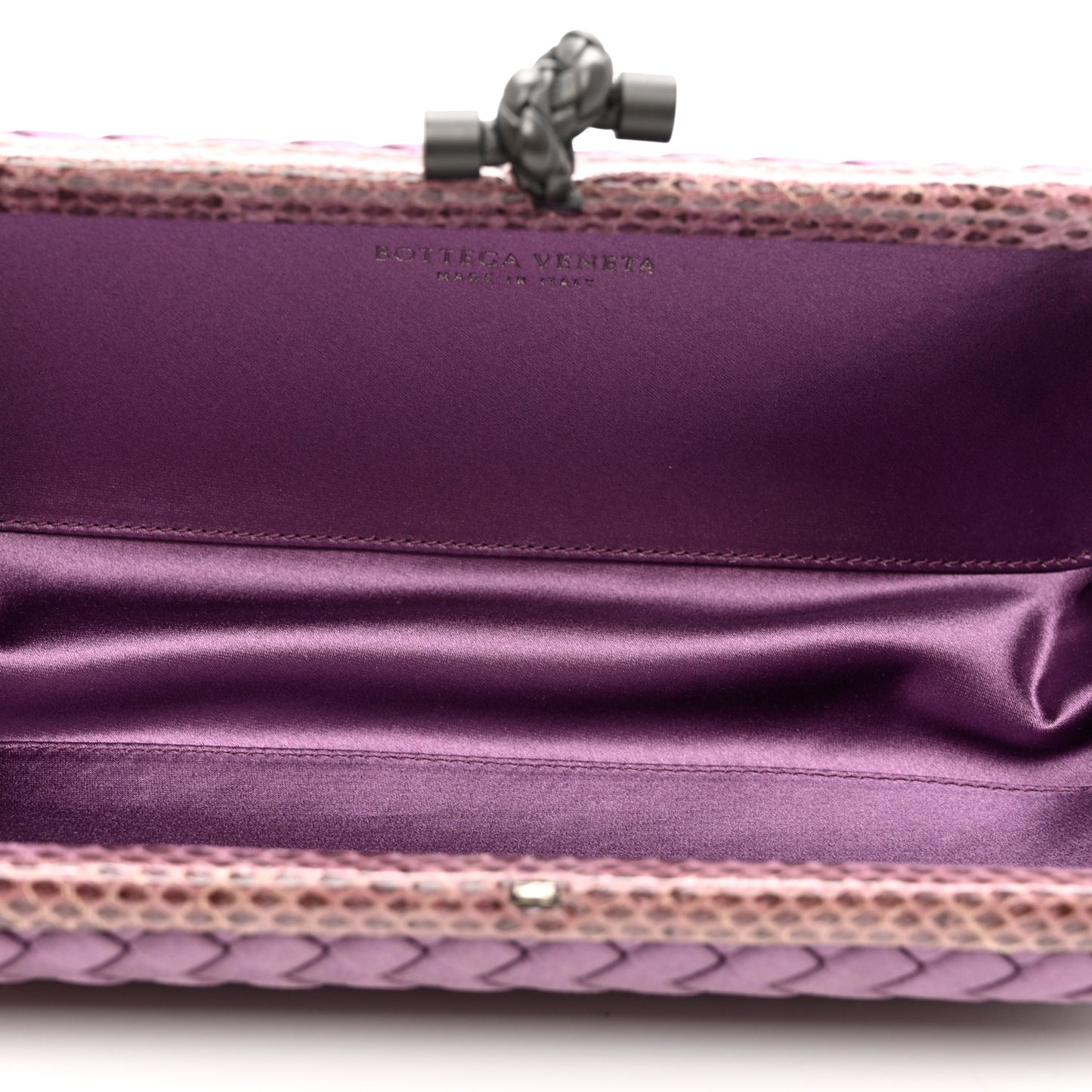Satin Intreccio Impero Ayers Stretch Knot Clutch Purple