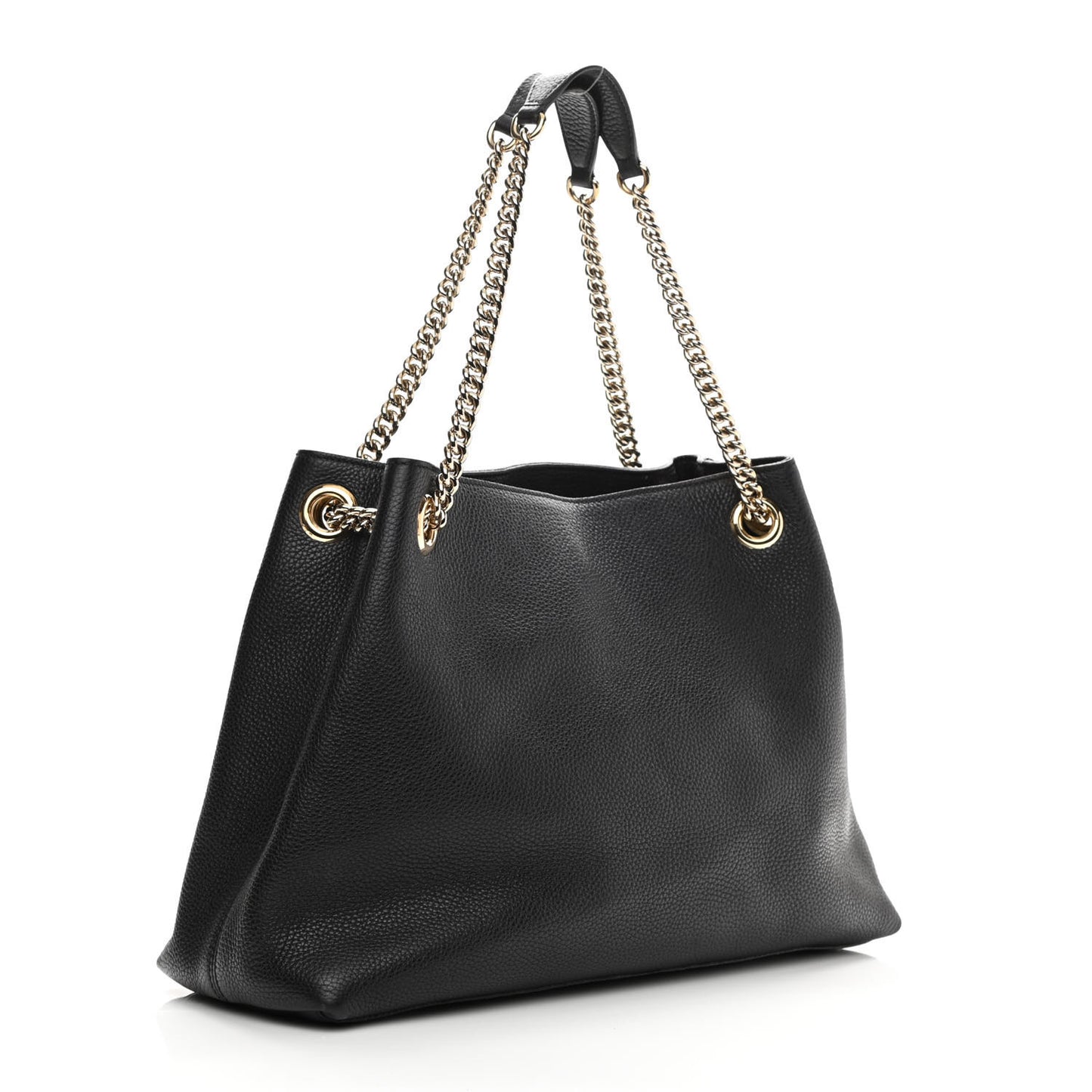 Pebbled Calfskin Medium Soho Chain Shoulder Bag Black