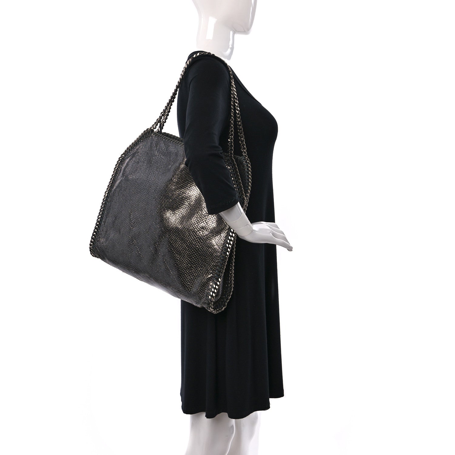 Stella McCartney Metallic Snake Print Small Falabella Tote Ruthenium 2 of 10