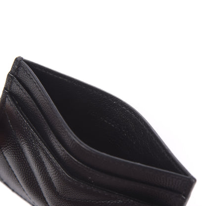 Saint Laurent Grain De Poudre Matelasse Chevron Monogram Credit Card Case Black 8 of 9