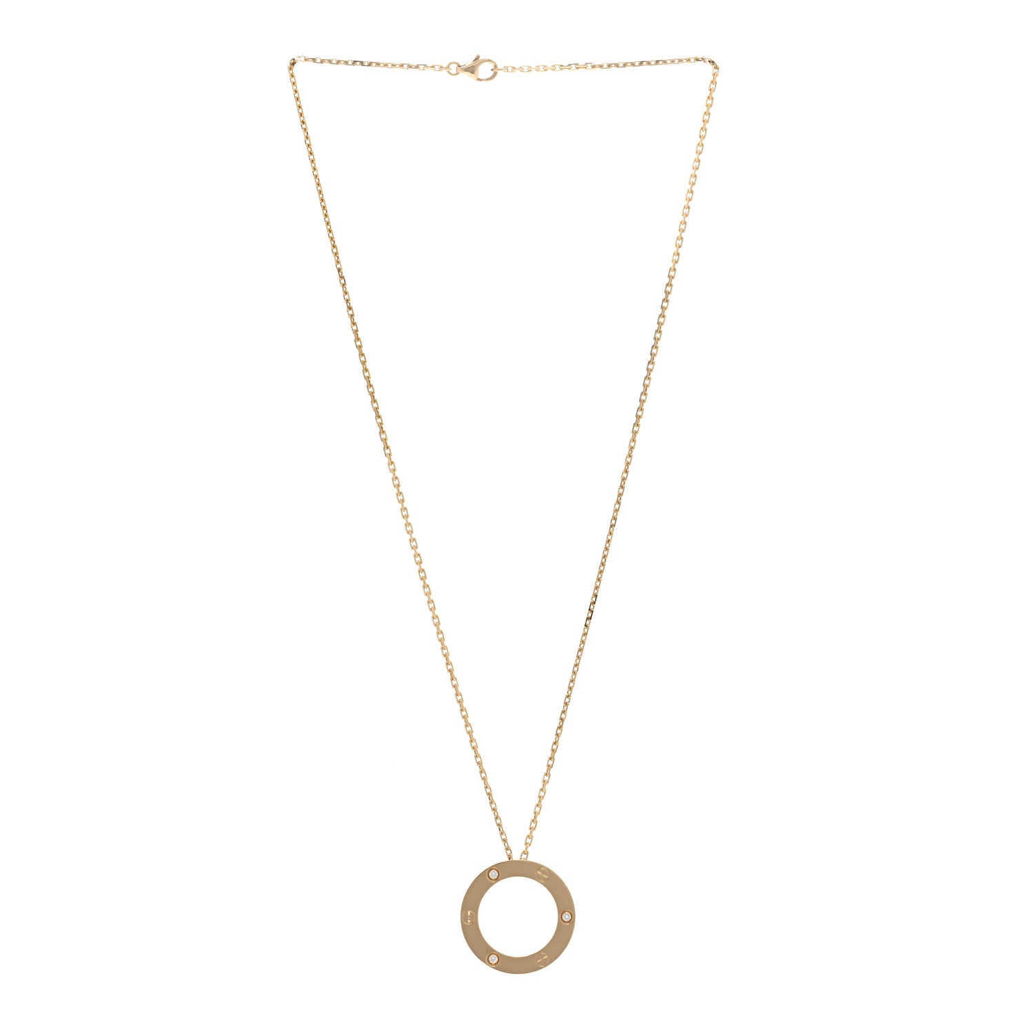 Cartier 18K Yellow Gold 3 Diamonds LOVE Pendant Necklace 3 of 4