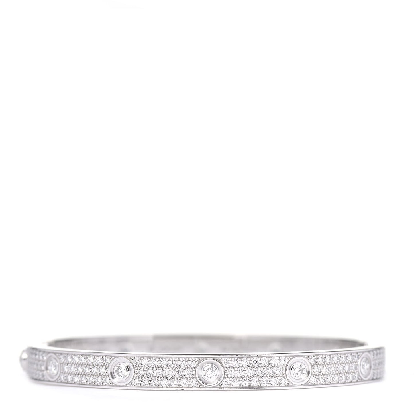 18K White Gold Diamond LOVE Full Paved Bracelet 19
