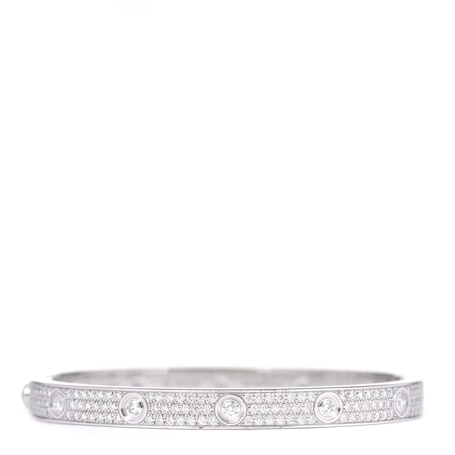 Cartier 18K White Gold Diamond LOVE Full Paved Bracelet 19 1 of 6
