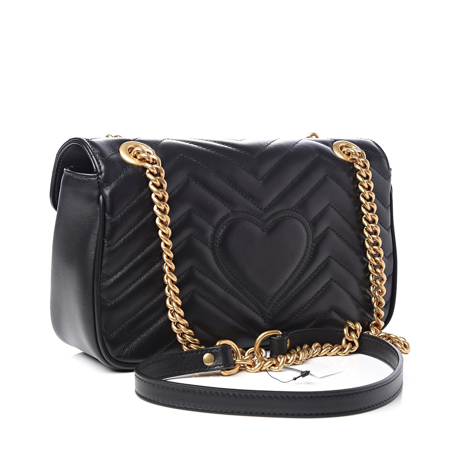 Gucci Calfskin Matelasse Small GG Marmont Shoulder Bag Black 3 of 10
