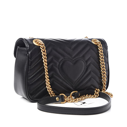Gucci Calfskin Matelasse Small GG Marmont Shoulder Bag Black 3 of 10
