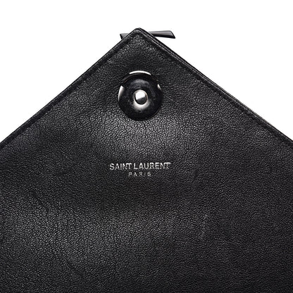 Saint Laurent Sheepskin Matelasse Chevron Monogram Monochrome Large College Satchel Black 8 of 14