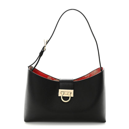 Salvatore Ferragamo Calfskin Trifolio Shoulder Bag Black 1 of 10