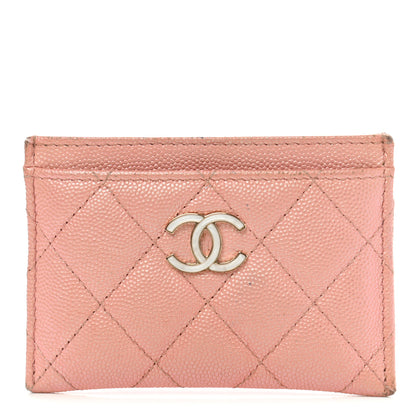 Chanel Iridescent Caviar Quilted Card Holder Rose Pink 1 of 11