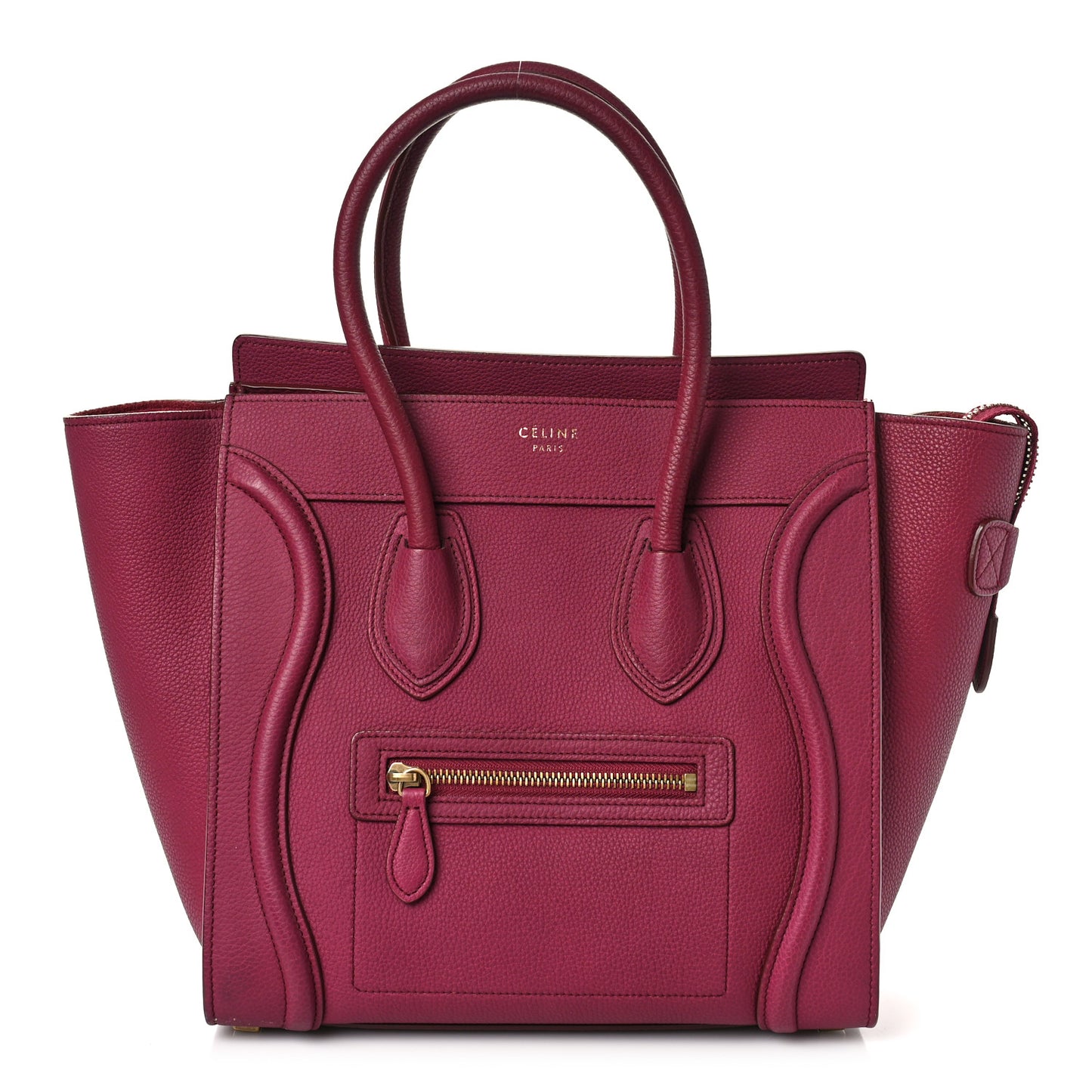 Drummed Calfskin Micro Luggage Plum