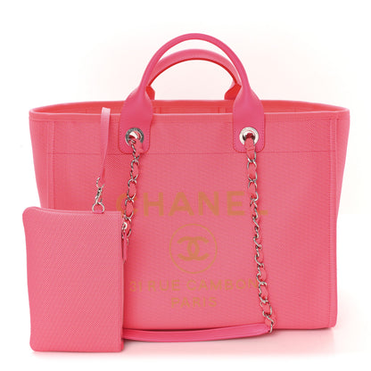 Chanel Mixed Fibers Calfskin Medium Deauville Tote Pink Orange 3 of 12