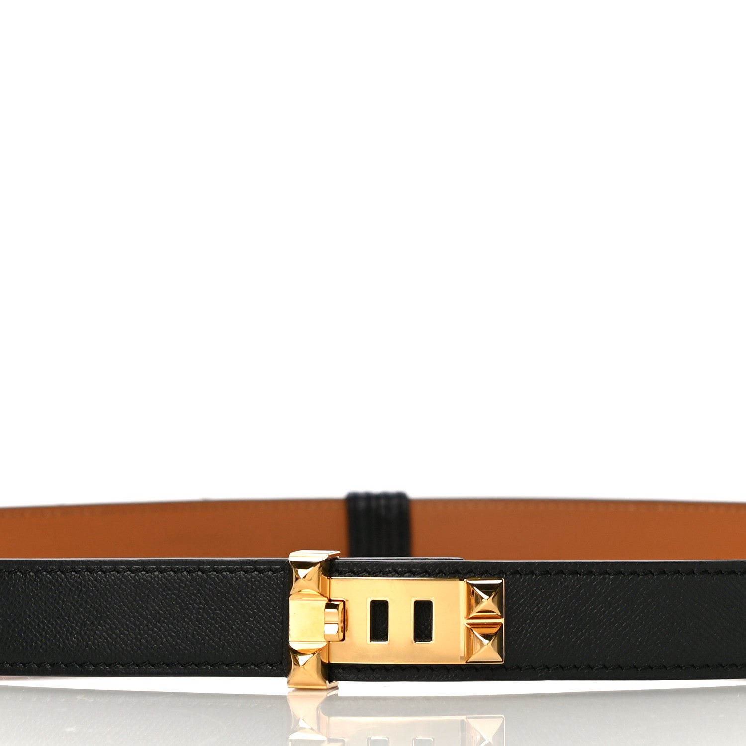 Hermes Epsom Swift 24mm Collier De Chien Belt Black Gold 2 of 8