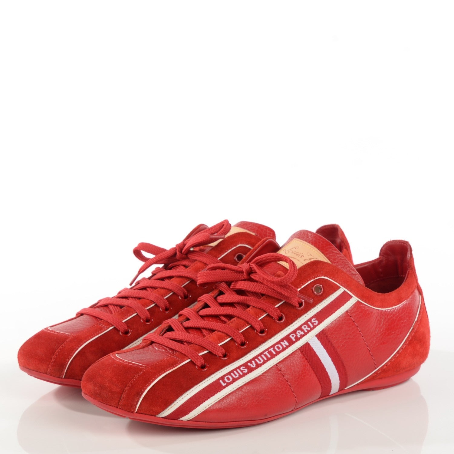 Louis Vuitton Calfskin Suede Sneakers 8 Red 3 of 8