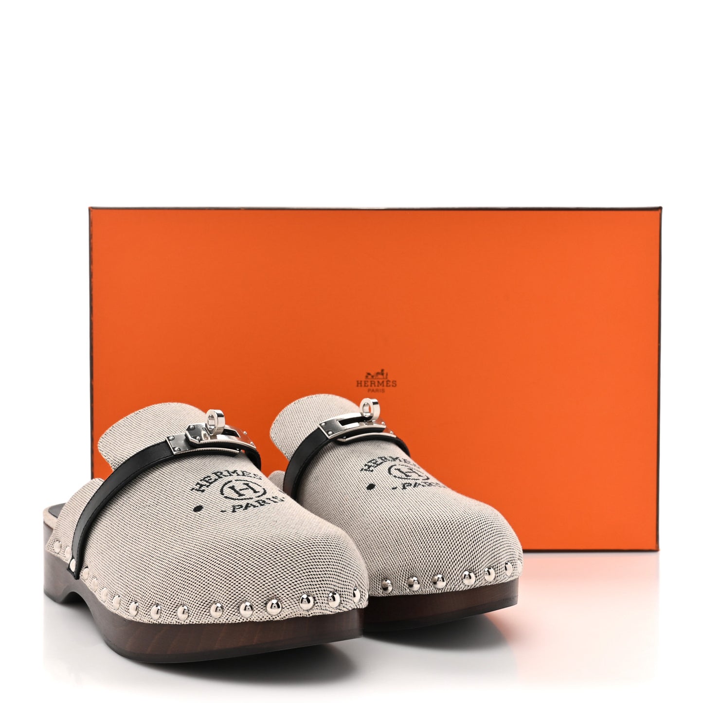 H Canvas Calfskin Carlotta Mules 36 Prunoir Black